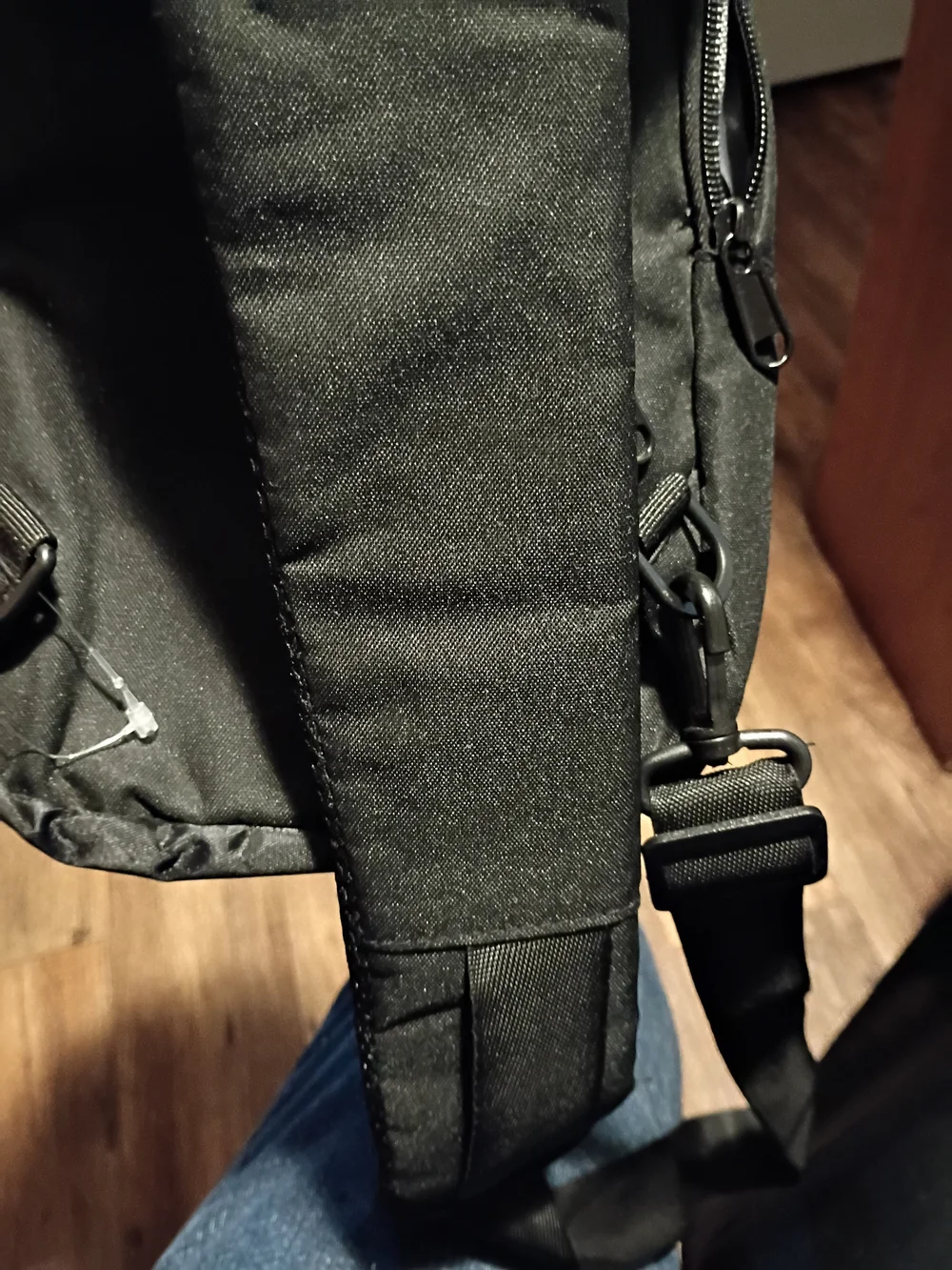Black Men's Sling Backpack with Reflective Accent